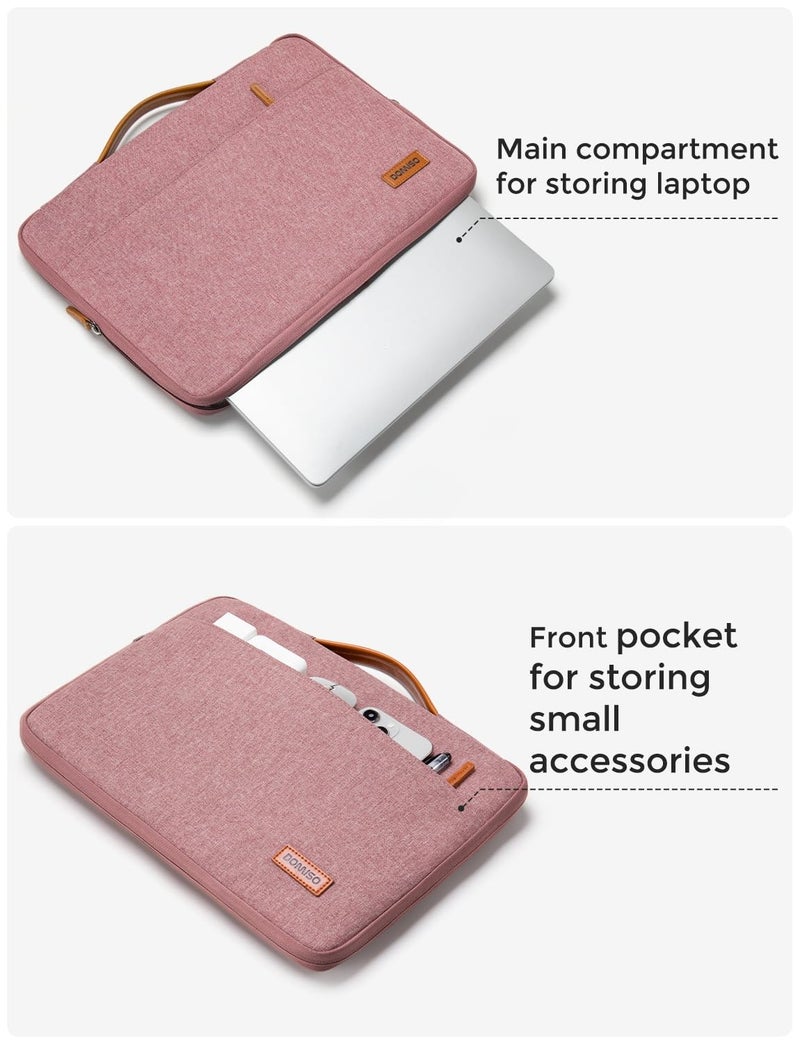 DOMISO 15.6 inch Laptop Case Sleeve Protective Cover Compatible with 16 inch MacBook Pro M4 M3 M2/Pro Max,15.6-16 inch HP Dell ASUS Lenovo Chromebook,Waterproof Computer Cases Bag with Handle,Pink - Image 3